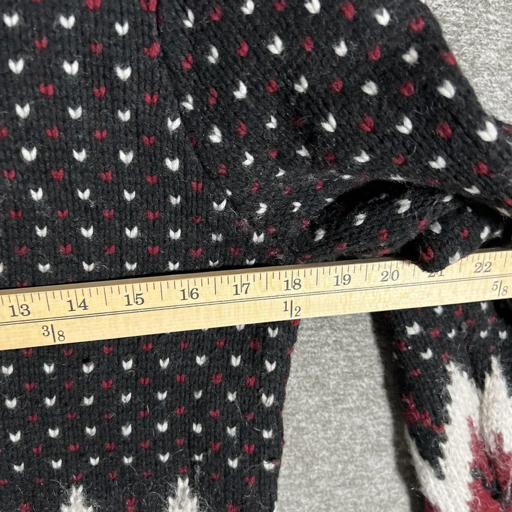 LL Bean Signature Sweater Womens Small Black Fair‎ Isle Wool Mohair Pullover